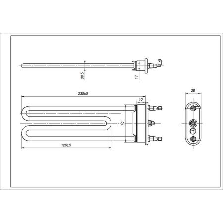 Тэн для стиральной машины оригинал L=245 mm 2050 W (замена 481225928823, 481225928919, 481010567082, 481225928819) (C00311129) 481010645279