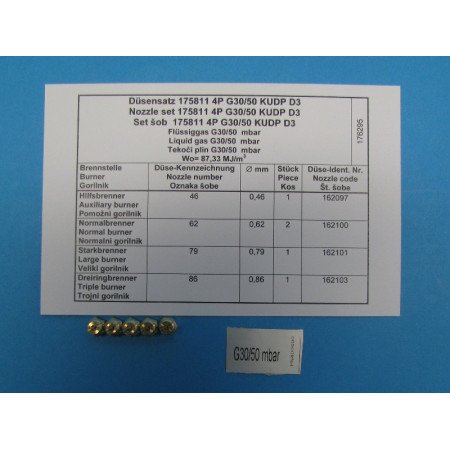 175811 Набір форсунок  4P G30/50 KUDP D3 SERVIS KPL газової плити Gorenje