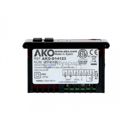 Контроллер температуры AKO14123 1R 230V 16A NTC. Исполняет функцию термостата и управляет компрессором. Встроенный таймер оттайки DTM150UN