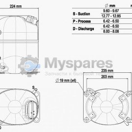 Компресор среднетемпературный Embraco NJ9238E R22 V= 32,7см3 1791 W при -15°C   230V 50HZ [C00375351] в коробке 143QV1904VF