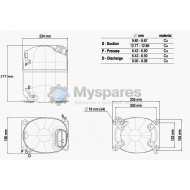Компрессор среднетемпературный Embraco NJ9232E R22 V= 26,11 см3, 1369 W при -15°C в коробке 143MV1104AF