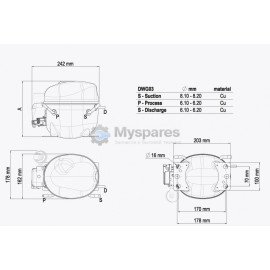 Компрессор низкотемпературный  Embraco NEK2150GK R404A  616 Вт [C00375058] в коробке 959AA51M1AJ