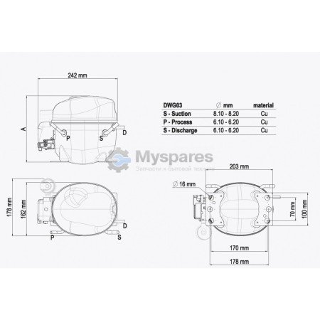Компресор низкотемпературный Embraco NEU2155GK R404A 658 Вт в коробке 959QA51M1AJ