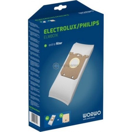 ELMB01K Мішки WORWO 4 шт+1 шт фільтр мотора для порохотягів PHILIPS/ELECTROLUX [1111-16]
