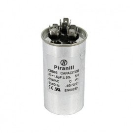 Конденсатор пуско-рабочий CBB65 30+1,5 мкФ 450В (30+1,5 uF 450V) в метале (Piranil) CAP632NA