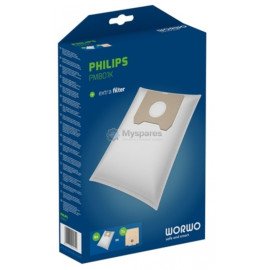 Мешки WORWO(4+1) для пылесосов PHILIPS микрофибра (Triathlon,Athena,Duathlon,Marathon,HR 68...,HR6947,HR6955) PMB01K